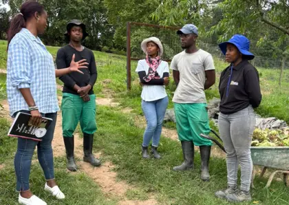 Farmers sharing knowledge in the field