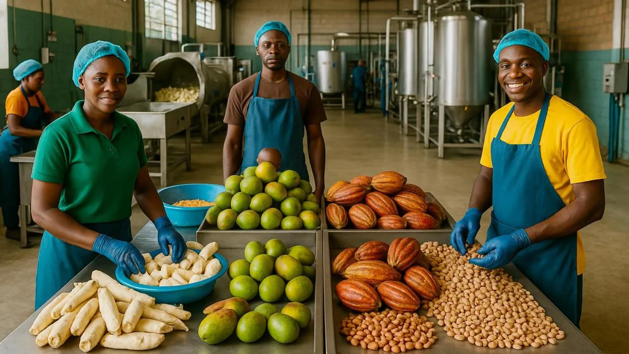 Agricultural workers with fresh produce